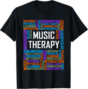 Music Therapy Words Gift Therapist Appreciation Graduation T-Shirt - T-Shirt | Black
