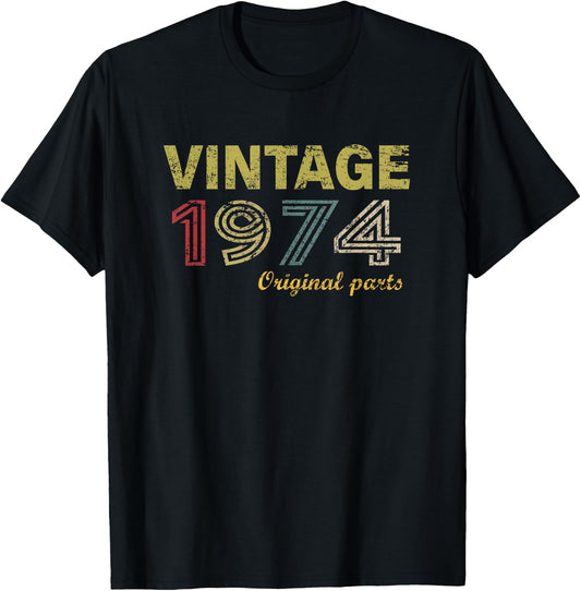Vintage 1974 Cool 51 Year Old Bday Men Women 51st Birthday T-Shirt - T-Shirt | Black