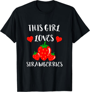 Strawberries Fruits Summer Fruit Sweet Strawberry Girl T-Shirt - T-Shirt | Black