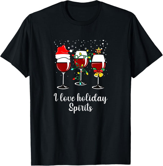 Red Wine Drinking Gift Funny Holiday Christmas Wine Glass T-Shirt - T-Shirt | Black