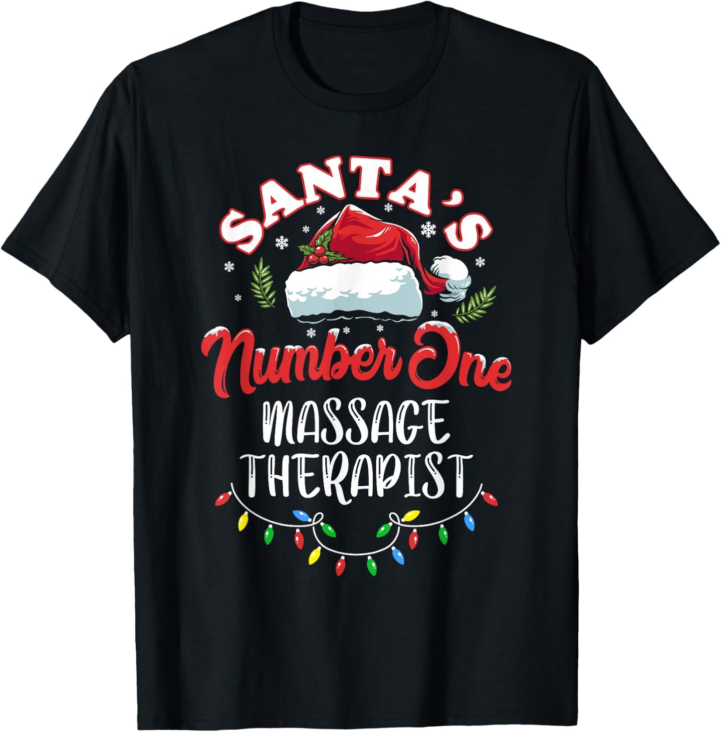 Masseuse Christmas Gift Santas Number One Massage Therapist T-Shirt - T-Shirt | Black