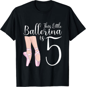 5 Year Old Ballerina Birthday Party Dance Ballet 5th Gift T-Shirt - T-Shirt | Black