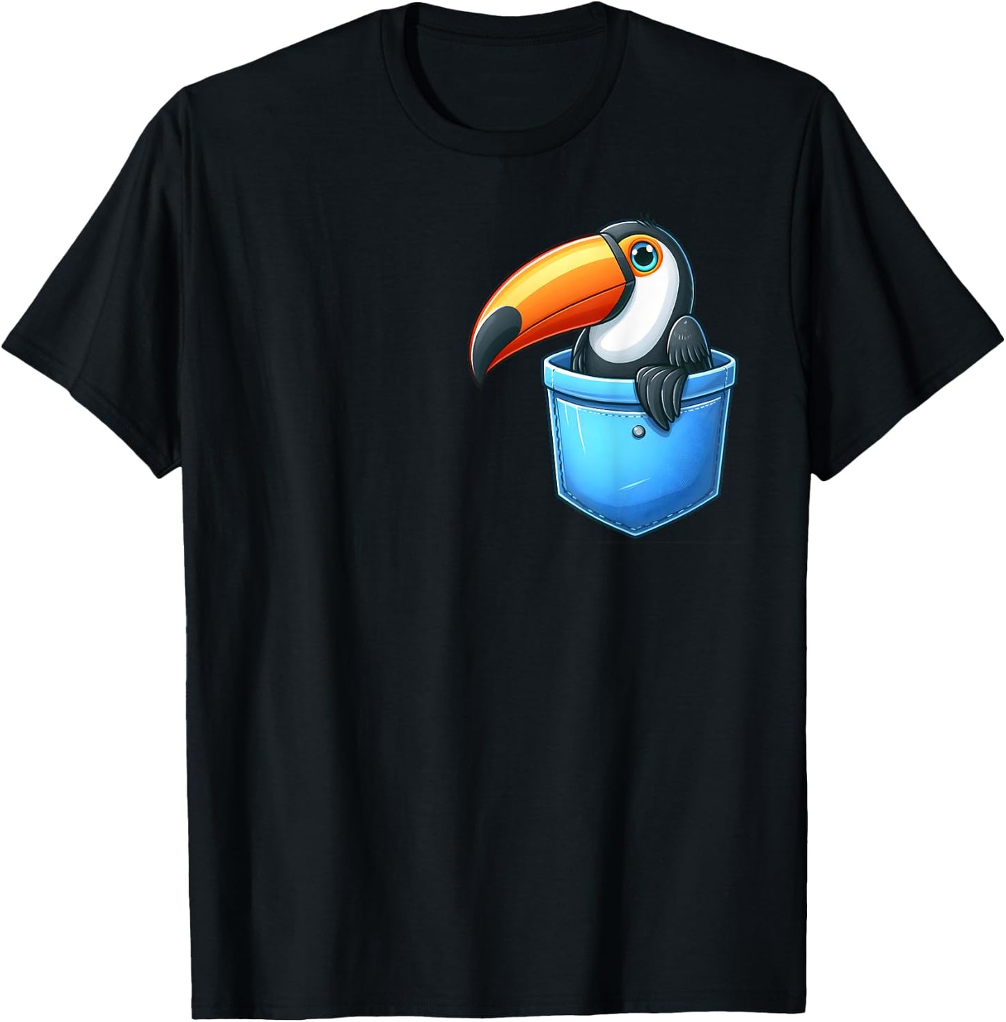 Adorable Toucan in Pocket for Kids, Boys, Girls, Women T-Shirt - T-Shirt | Black