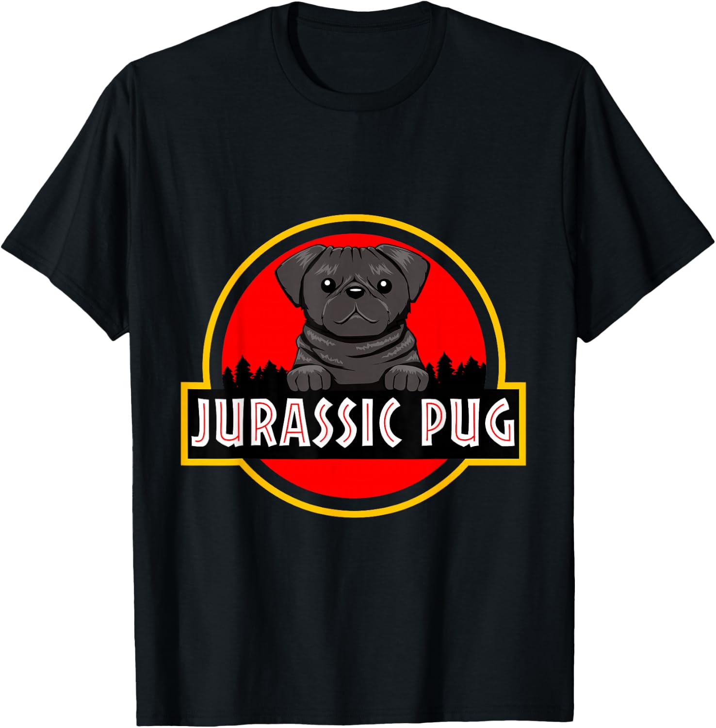 Jurassic Pug Gift Dog lovers, Funny Pug T-Shirt - T-Shirt | Black