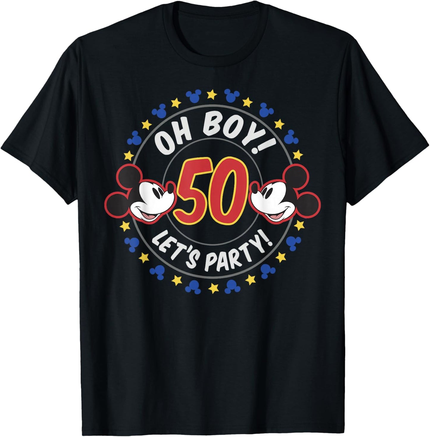 Disney Mickey and Friends Oh Boy Let's Party 50th Birthday T-Shirt - T-Shirt | Black