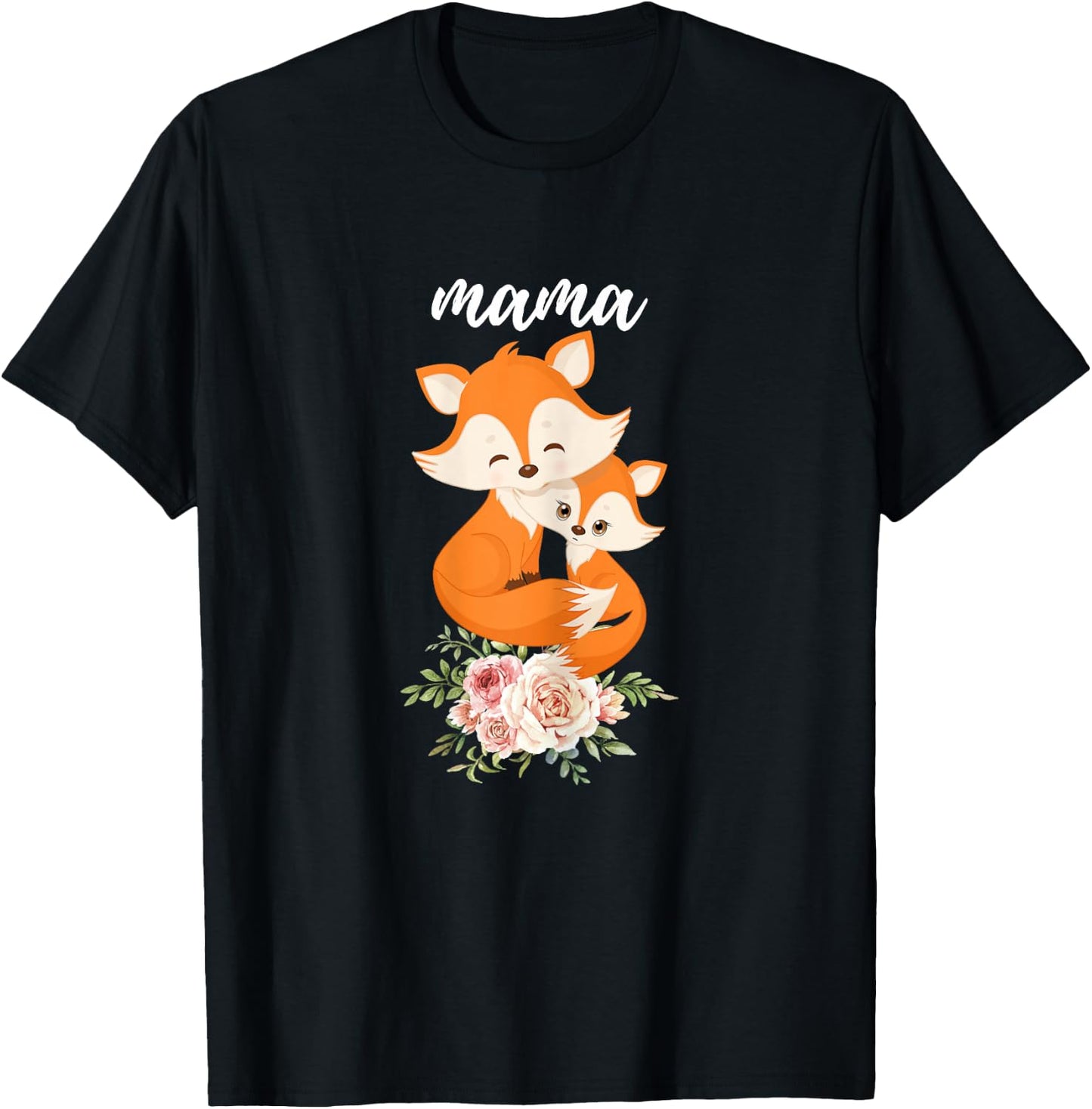 Mama Fox Shirt New Mom Foxes Moms Gift Mothers Day T-Shirt - T-Shirt | Black