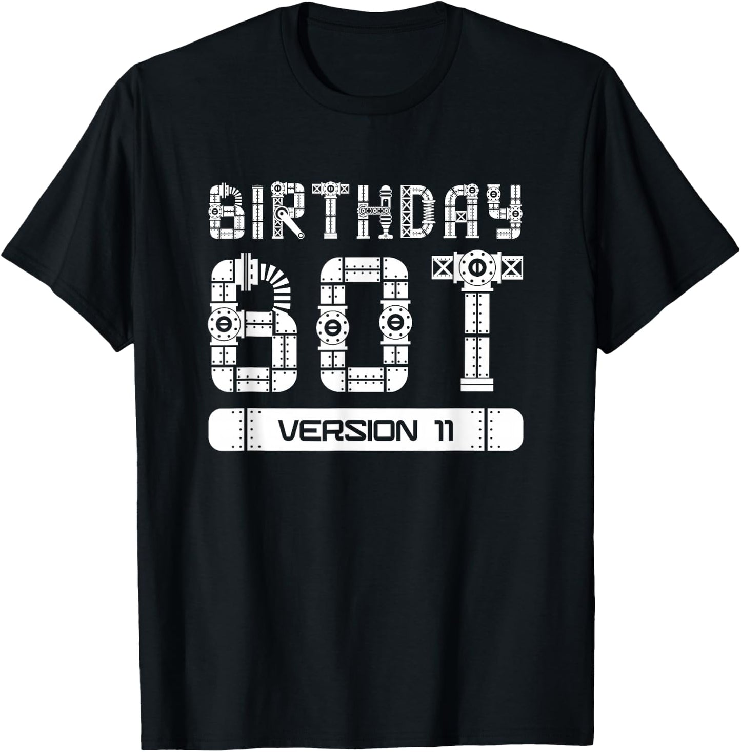 11 Year Old 11th Birthday Bot Version 11 | Robot Birthday T-Shirt - T-Shirt | Black