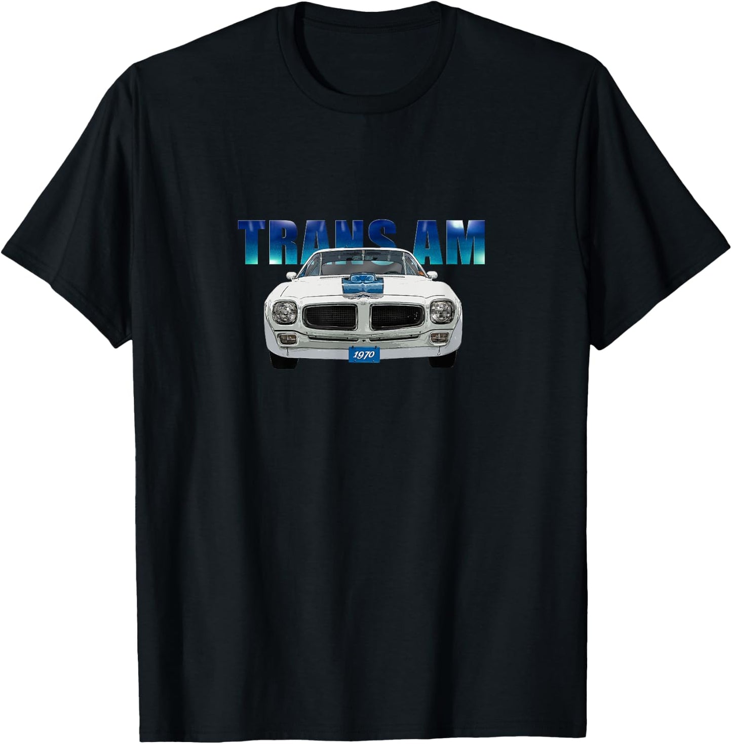 Vintage 1970 Trans Am, White, American Classic, Blue Wrap T-Shirt - T-Shirt | Black