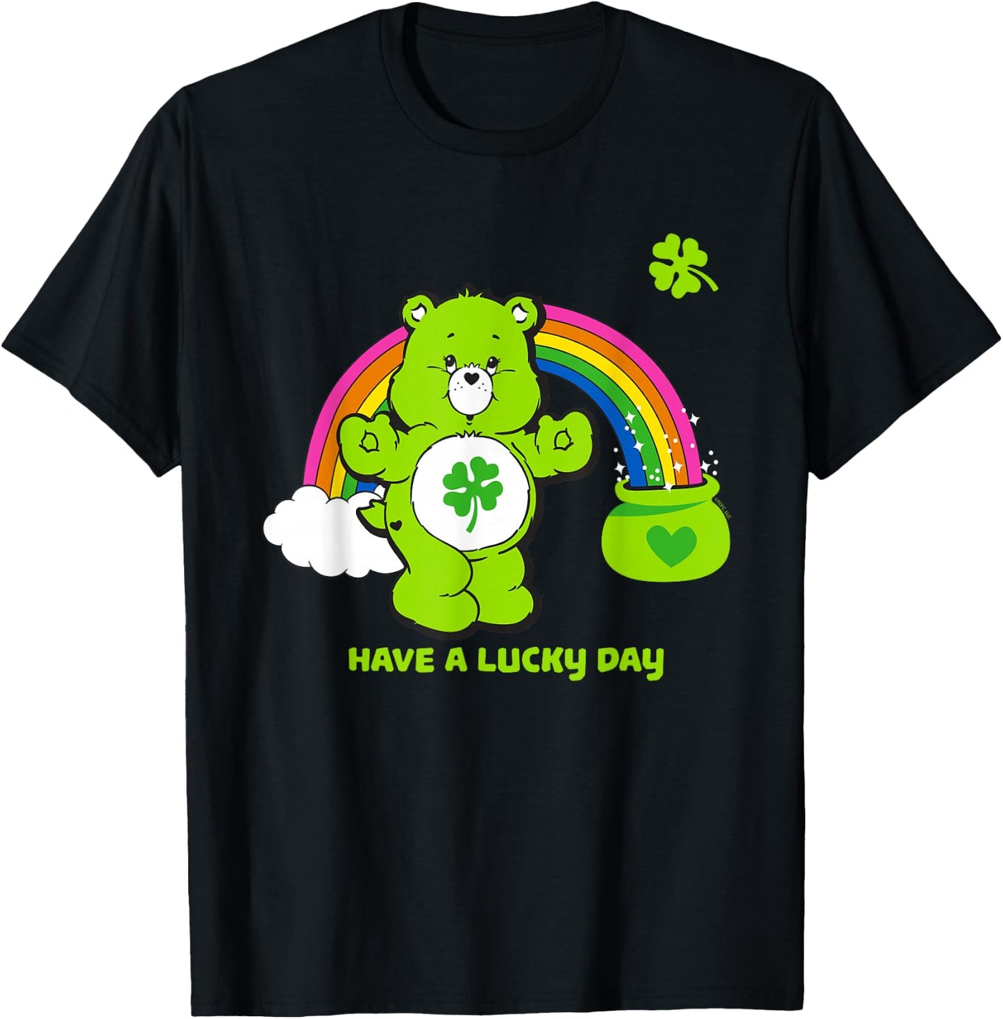 Care Bears Have a Lucky Day St. Patrick's Rainbow Cartoon T-Shirt - T-Shirt | Black