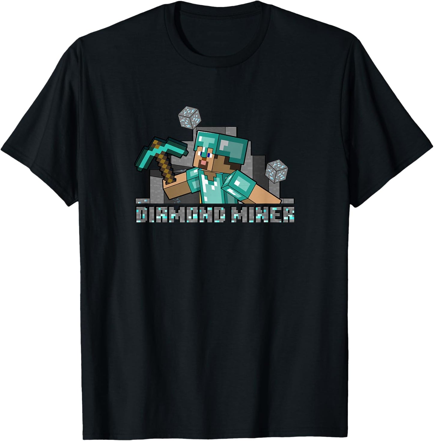 Minecraft Steve Diamond Miner T-Shirt - T-Shirt | Black