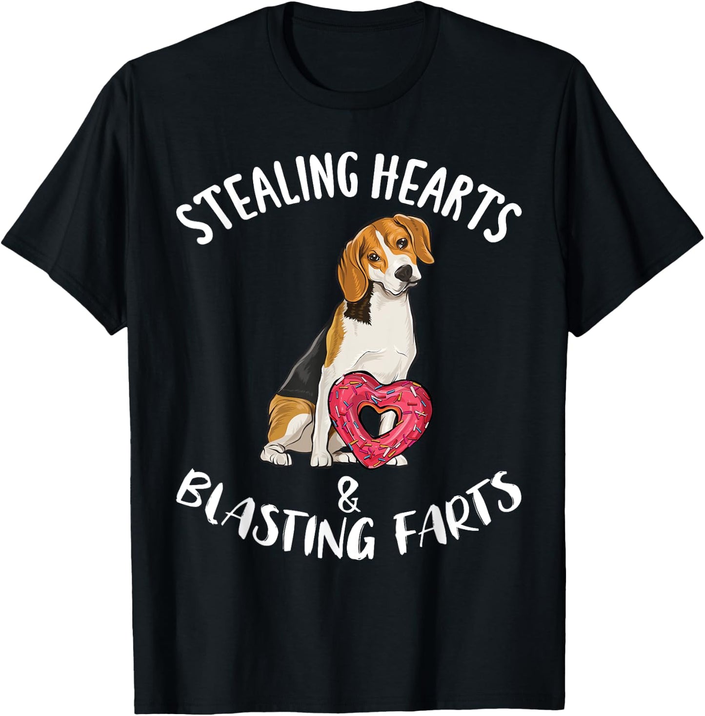 Stealing Hearts Blasting Farts Beagle Valentines Day T-Shirt - T-Shirt | Black