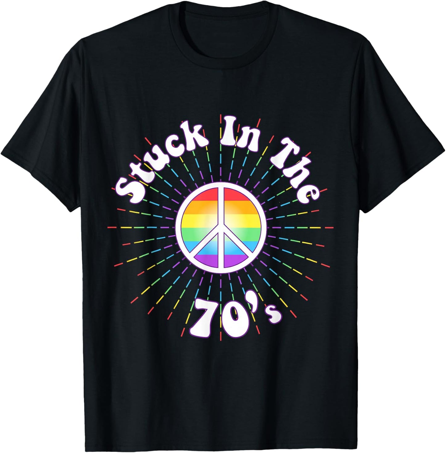 Stuck in the 70s Retro Peace Seventies Flower Power T-Shirt - T-Shirt | Black