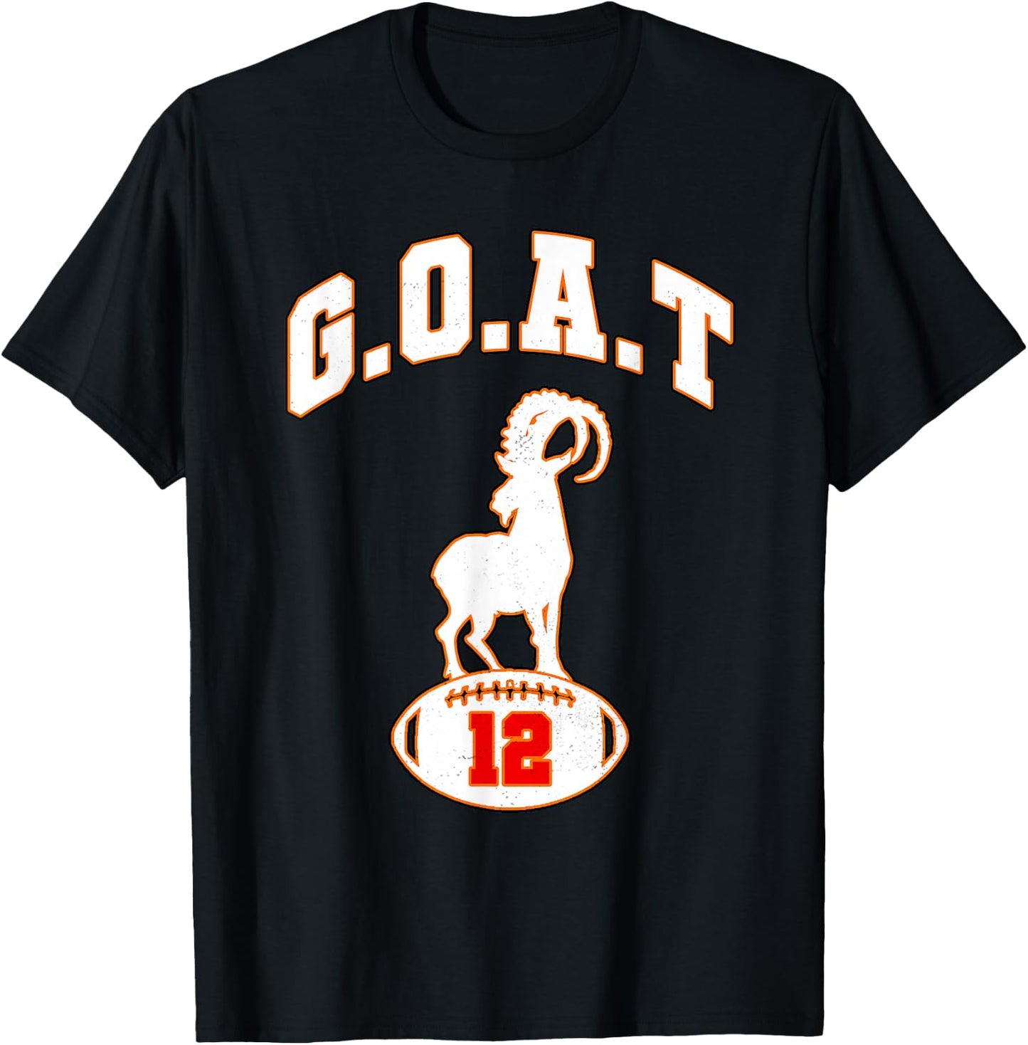 Vintage Distressed GOAT 12 Football T-Shirt - T-Shirt | Black