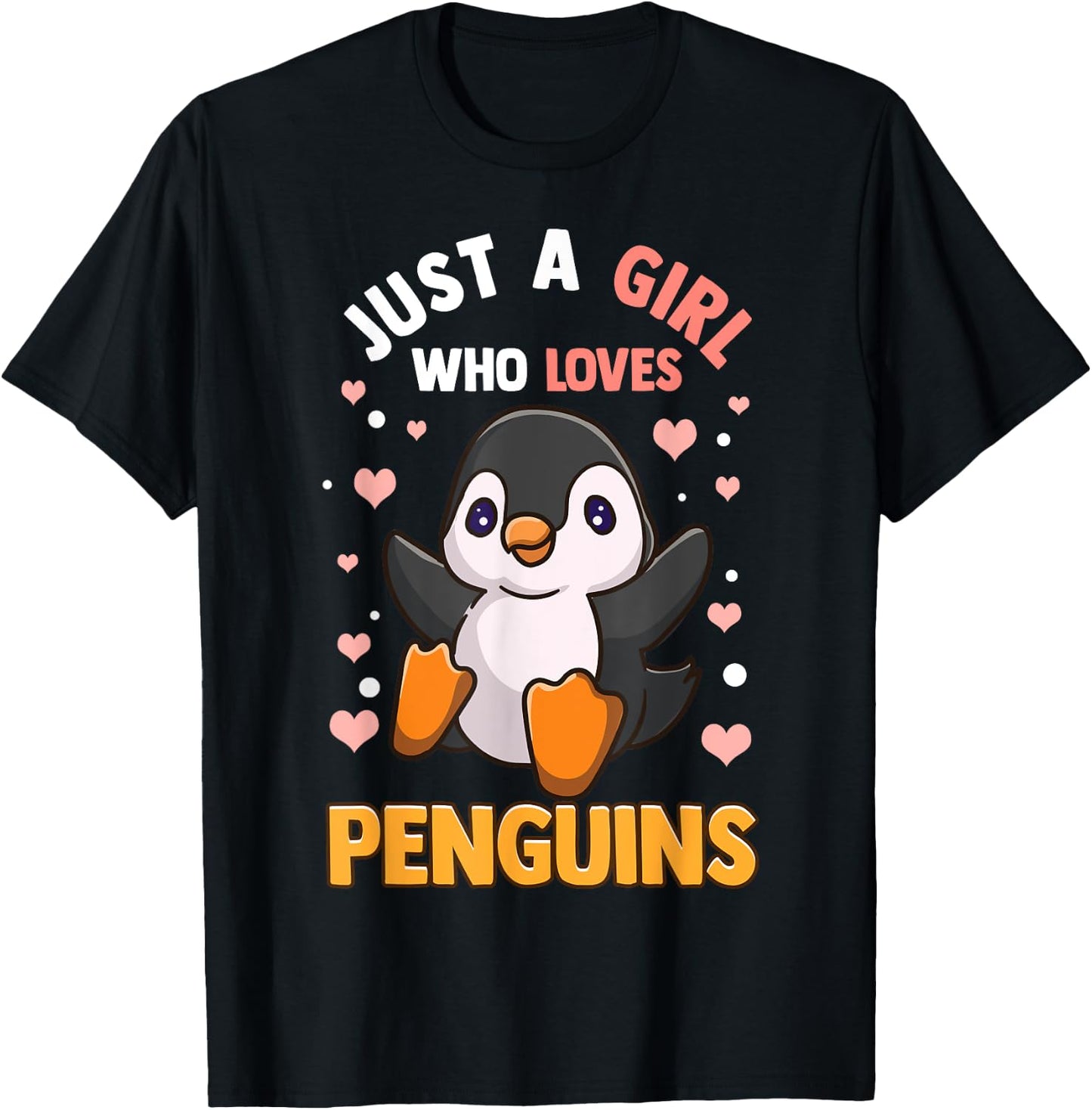 Penguin Shirt For Girls Just A Girl Who Loves Penguins T-Shirt - T-Shirt | Black
