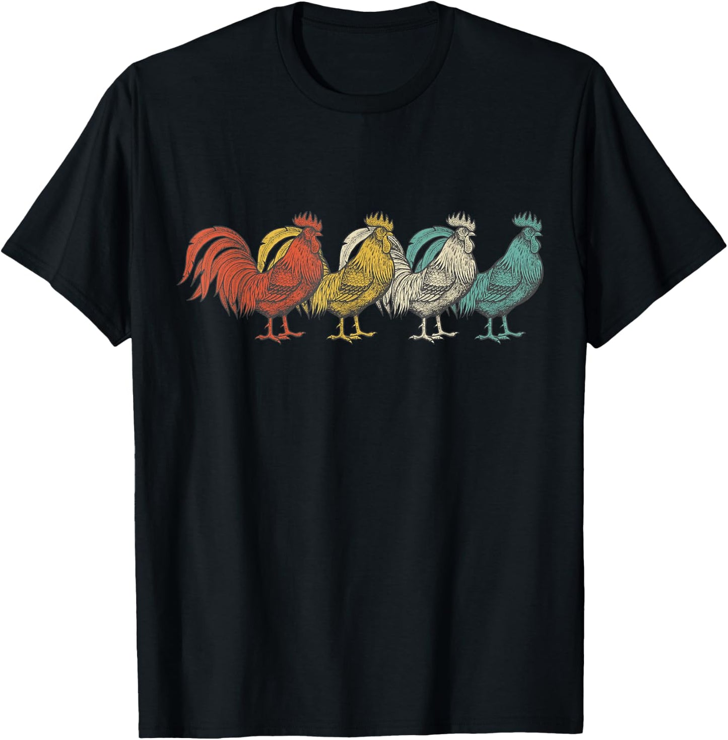 Vintage 1980s Retro Rooster Poultry Farmer Chicken T-Shirt - T-Shirt | Black