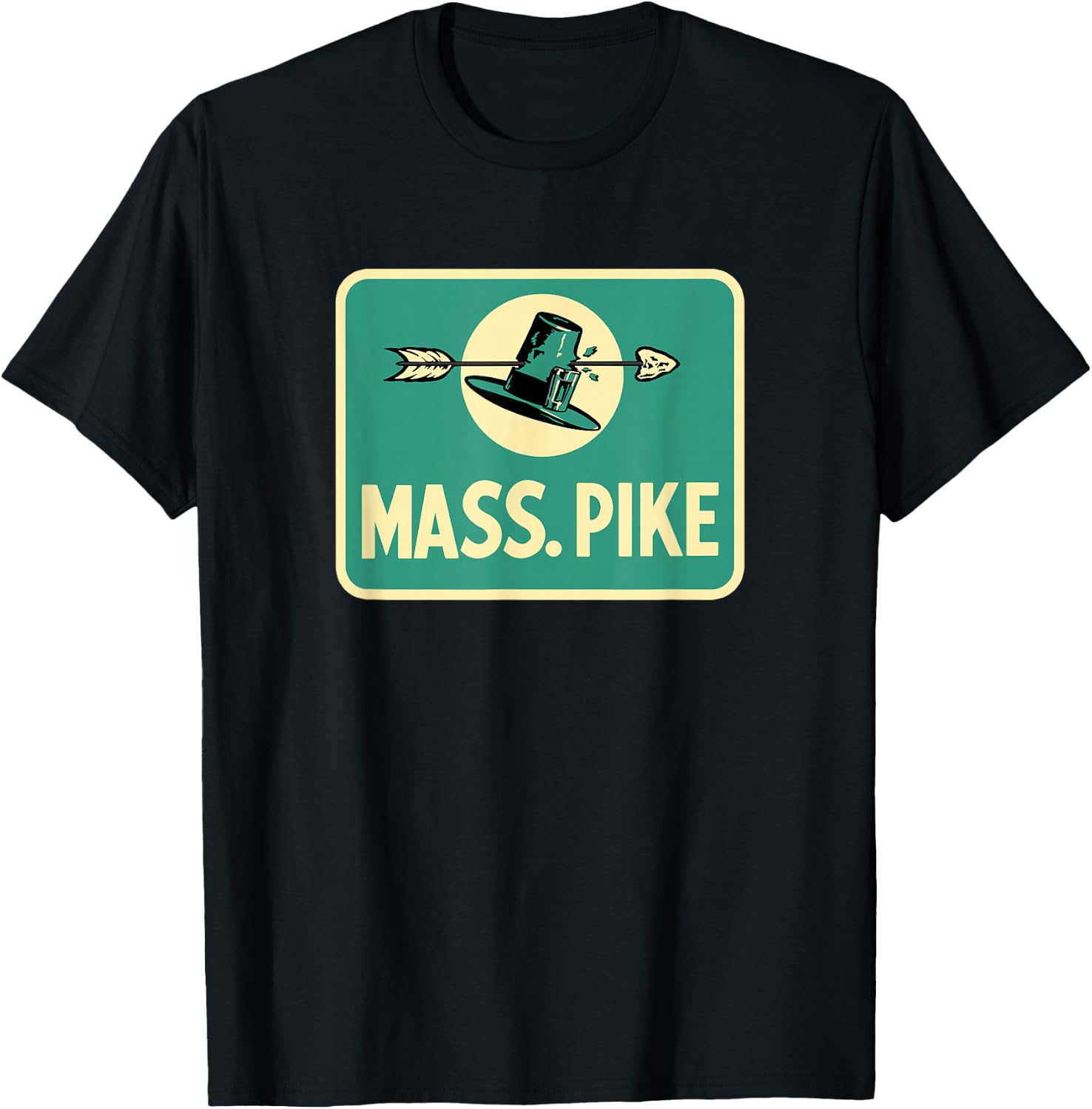 Mass Pike Road Sign Massachusetts Turnpike Route 90 T-Shirt - T-Shirt | Black