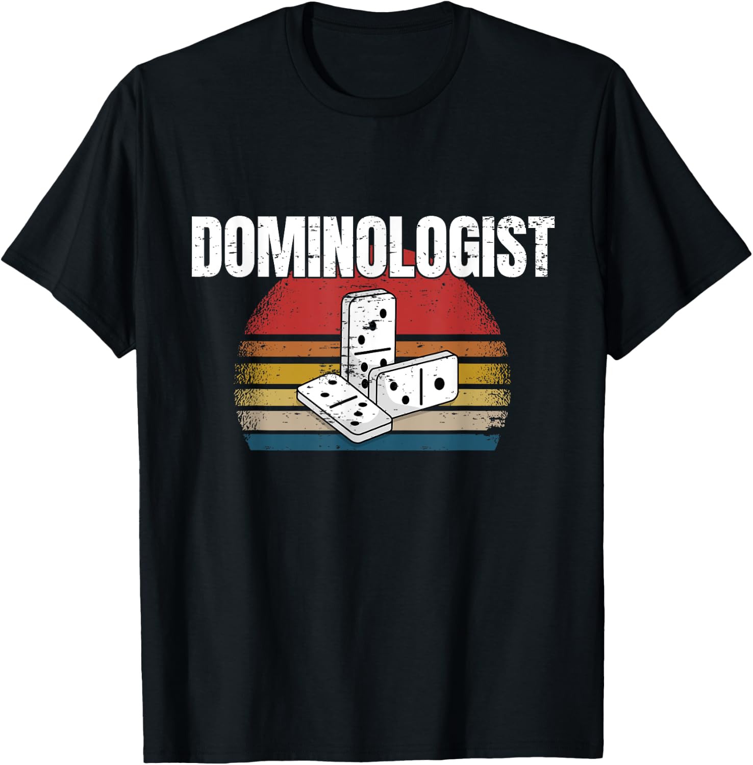 Retro Domino Player Dominoes Game Dominologist Funny Saying T-Shirt - T-Shirt | Black