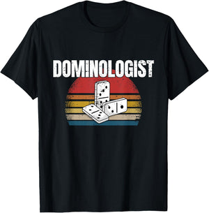 Retro Domino Player Dominoes Game Dominologist Funny Saying T-Shirt - T-Shirt | Black