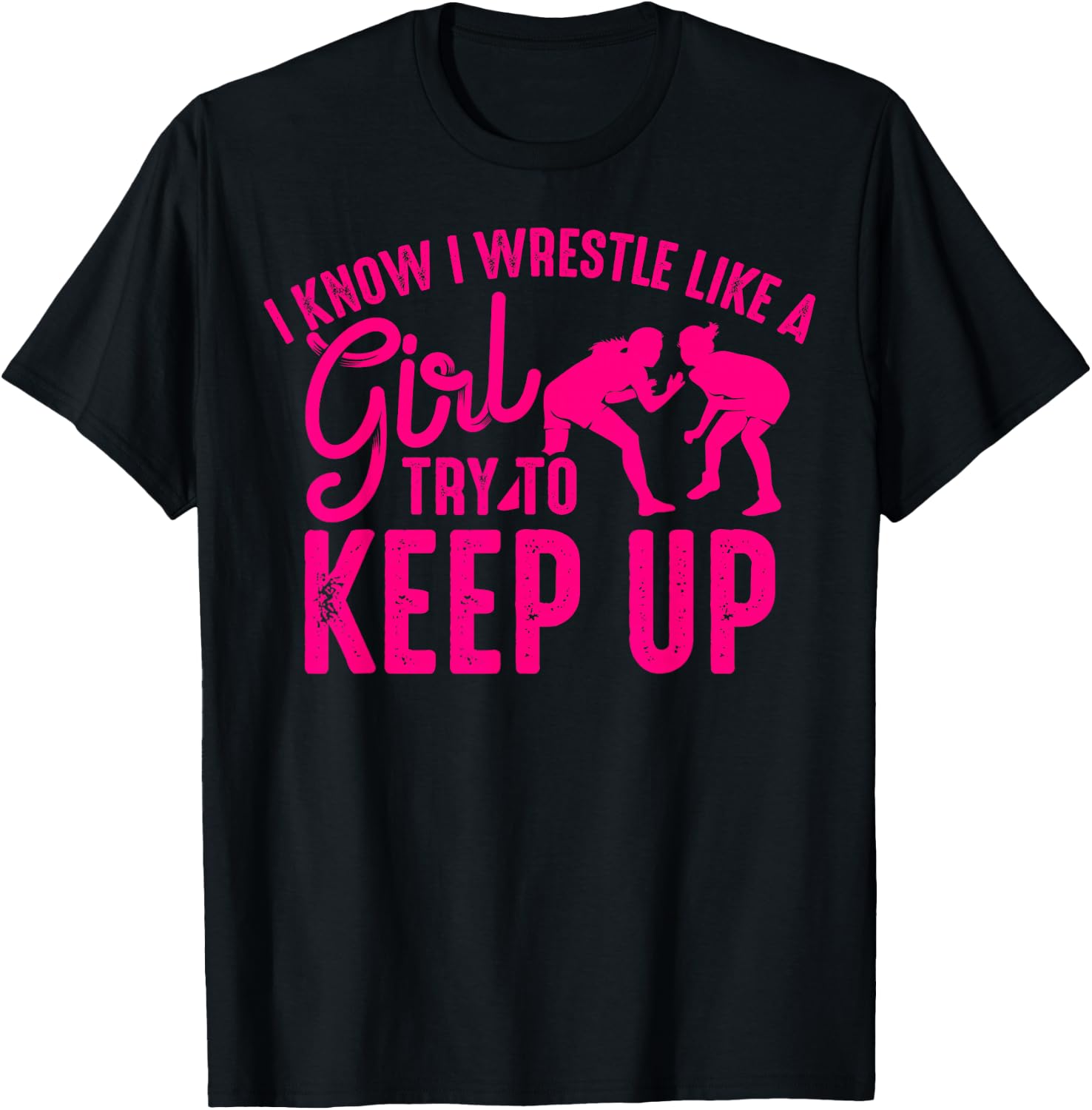 Funny Girl Wrestler Gift Cool Female Wrestling Lover Athlete T-Shirt - T-Shirt | Black