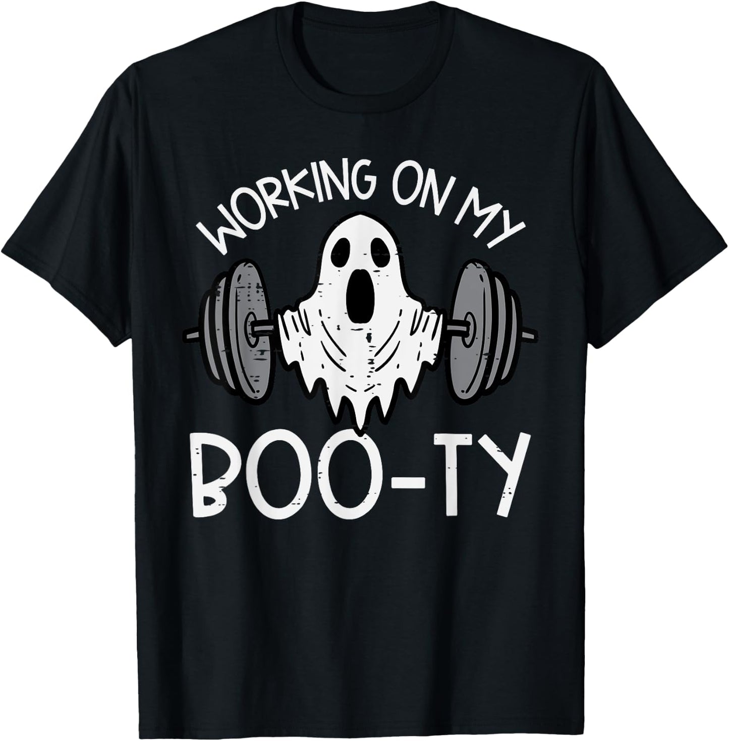 Halloween Ghost Working Booty Funny Gym Costume Men Women T-Shirt - T-Shirt | Black
