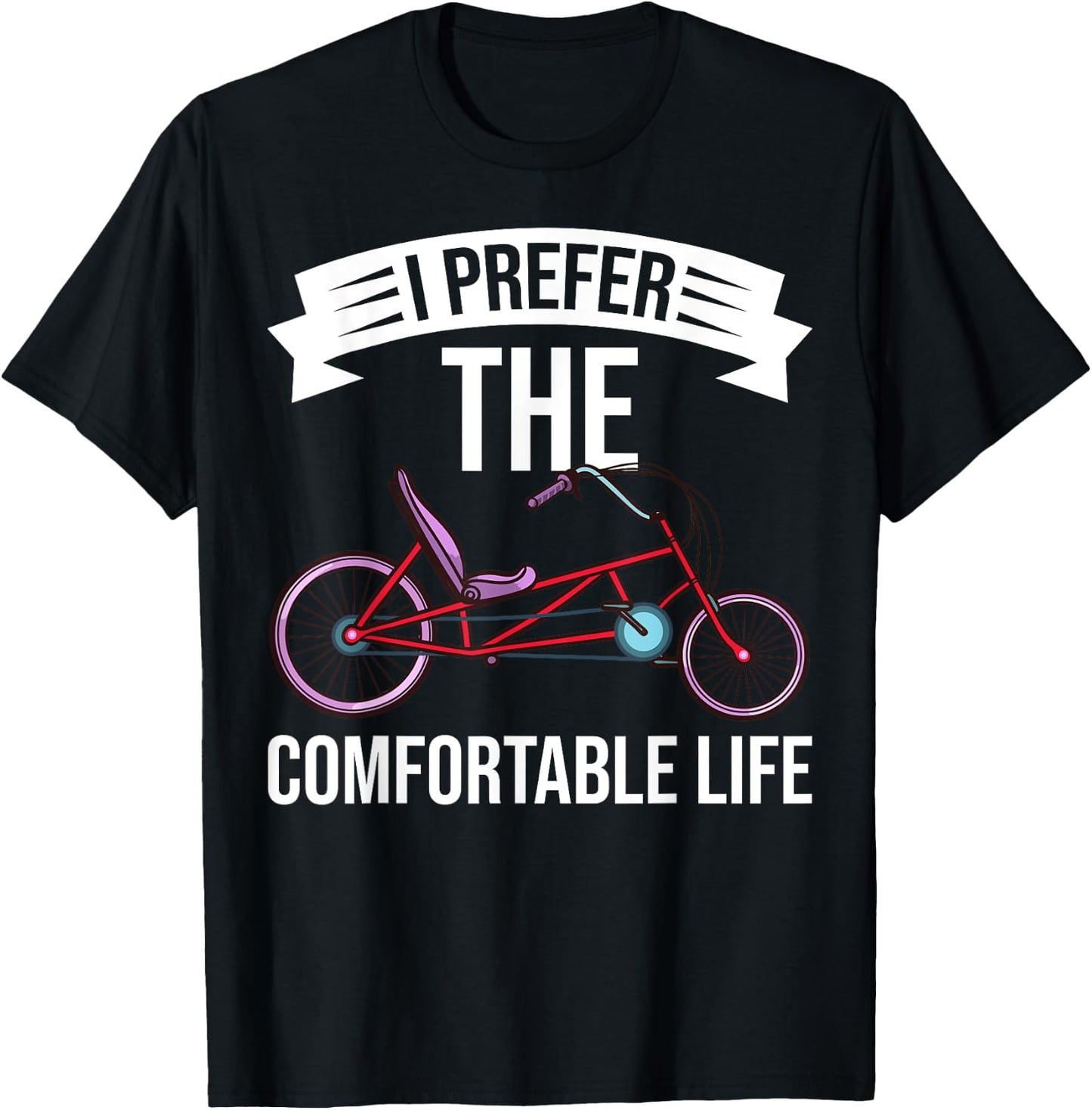 Recumbent Bike Gift Bicycle Trike Biker T-Shirt - T-Shirt | Black