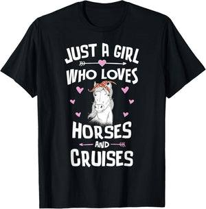 Horses And Cruises Gifts for Girls Women T-Shirt - T-Shirt | Black