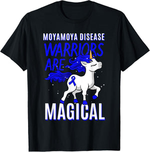 Moyamoya Disease Warrior Disorder Blood Vessel Unicorn T-Shirt - T-Shirt | Black