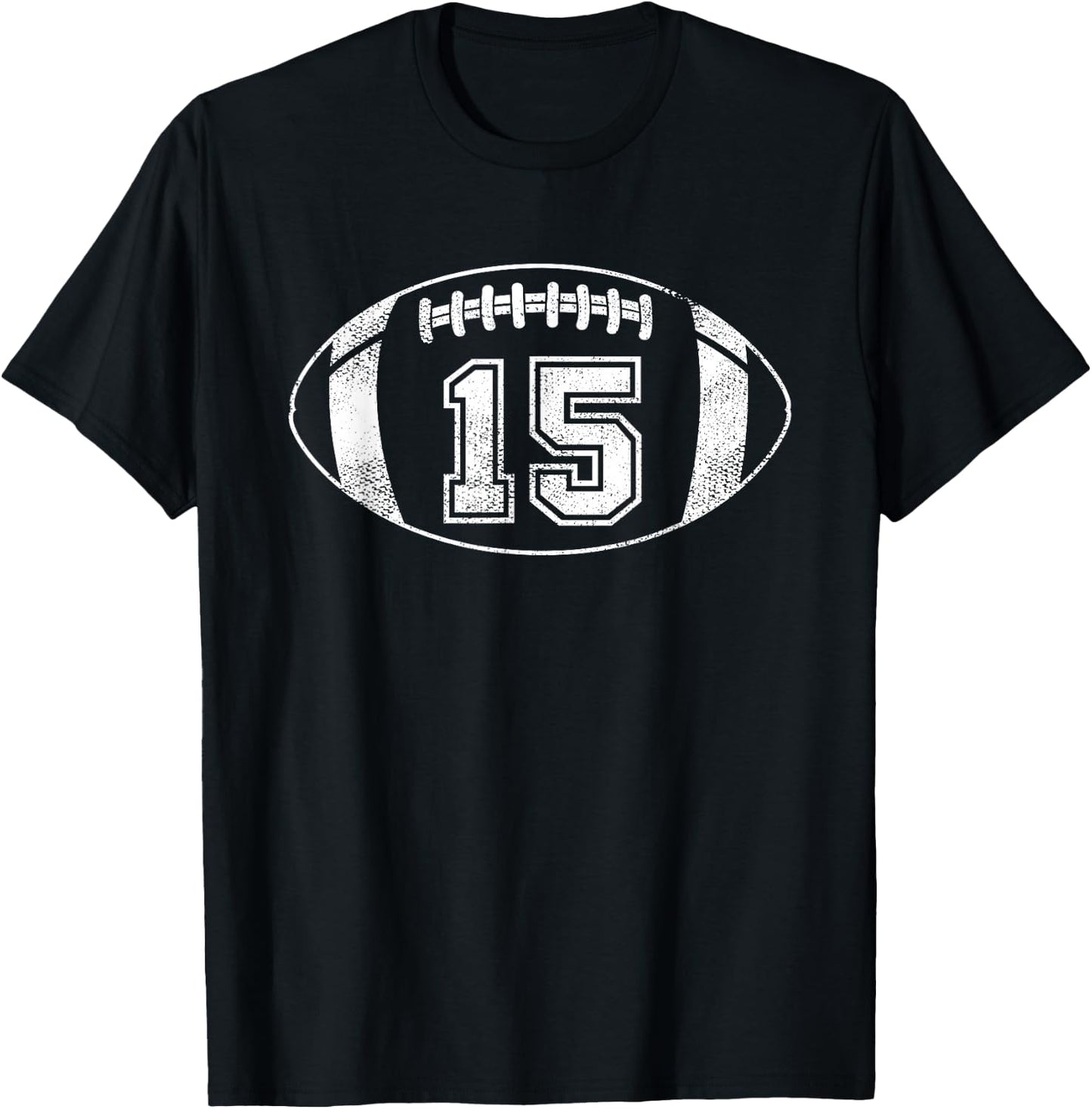 Football Player #15 Football Mom Dad Jersey 15 Varsity Team T-Shirt - T-Shirt | Black