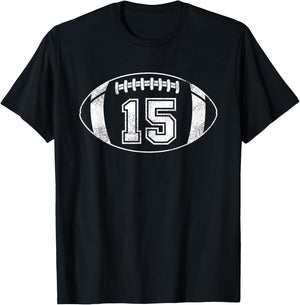 Football Player #15 Football Mom Dad Jersey 15 Varsity Team T-Shirt - T-Shirt | Black