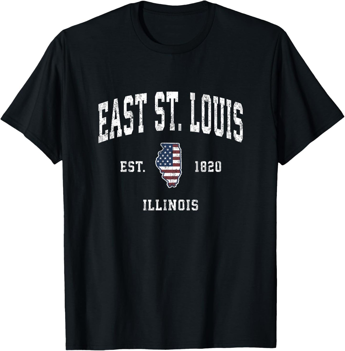 East St. Louis Illinois IL Vintage American Flag Design Kids Men T-Shirt - T-Shirt | Black
