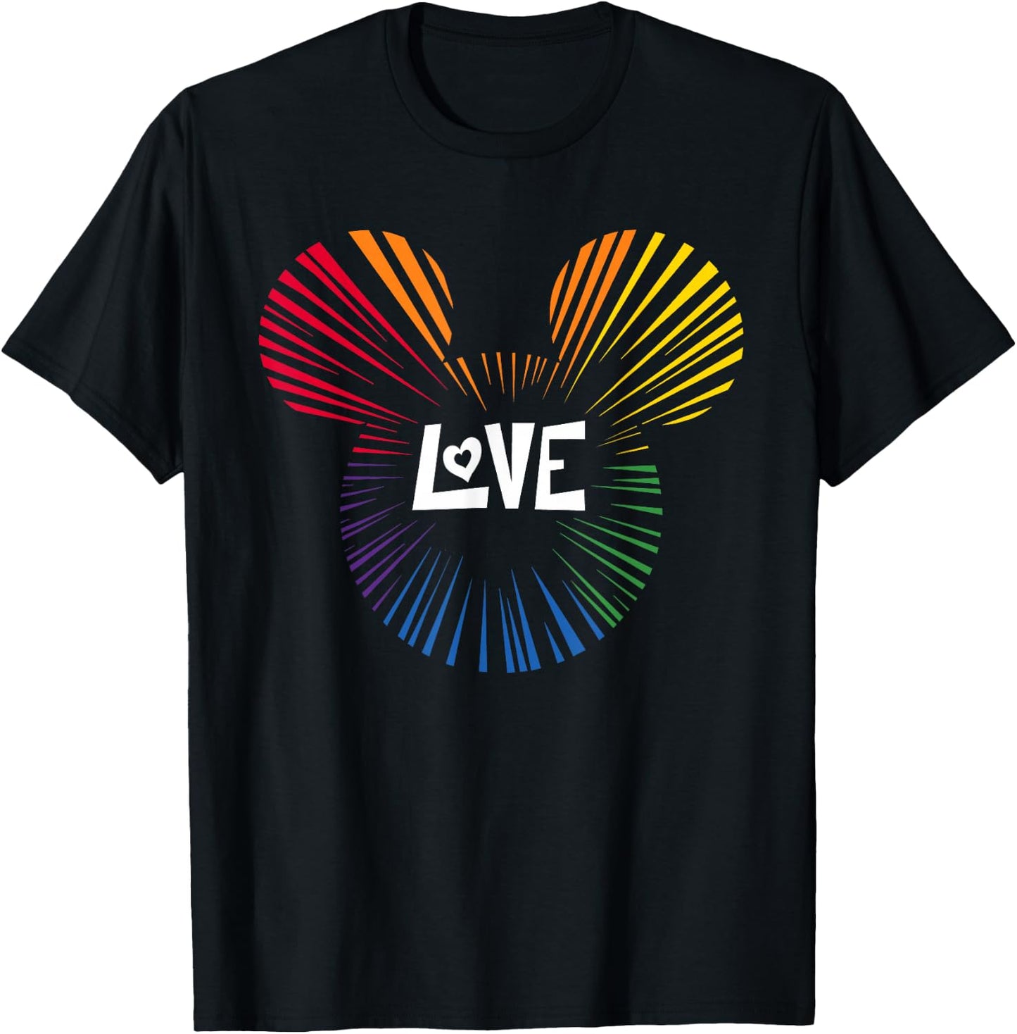 Disney Mickey Mouse Love Rainbow T-Shirt - T-Shirt | Black