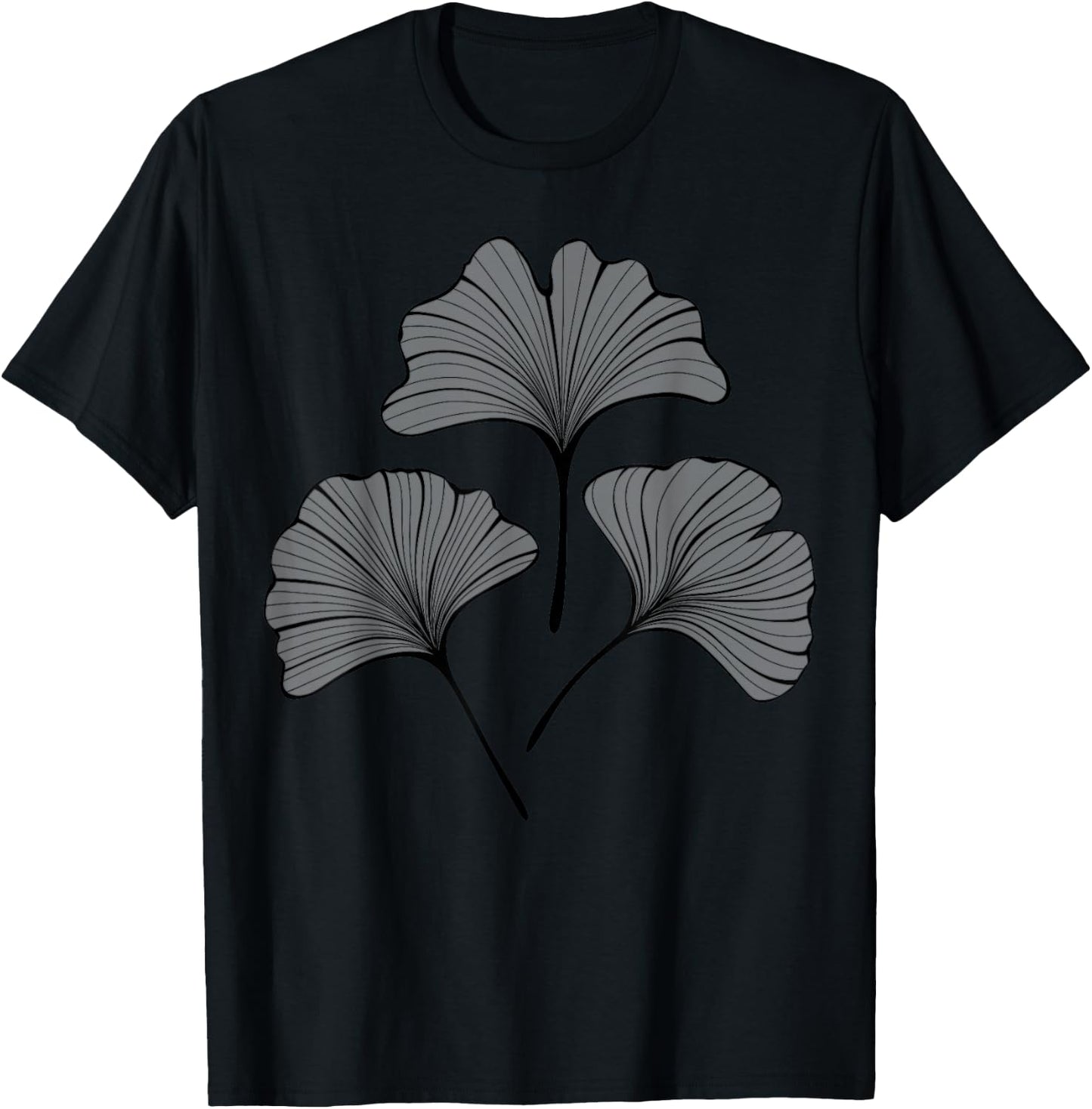 Leaves of Gingko Biloba Line Art T-Shirt - T-Shirt | Black