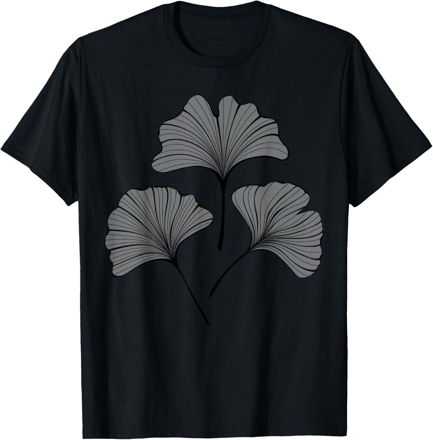 Leaves of Gingko Biloba Line Art T-Shirt - T-Shirt | Black
