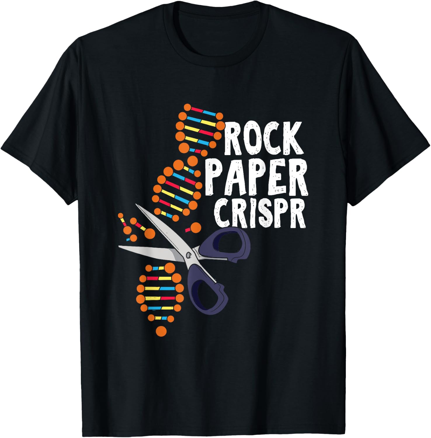 Rock Paper Crispr DNA Biologist Genetic Engineering Science T-Shirt - T-Shirt | Black