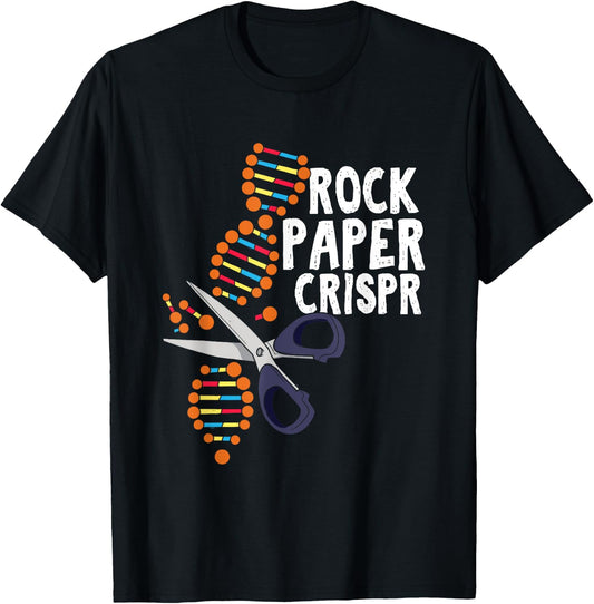 Rock Paper Crispr DNA Biologist Genetic Engineering Science T-Shirt - T-Shirt | Black