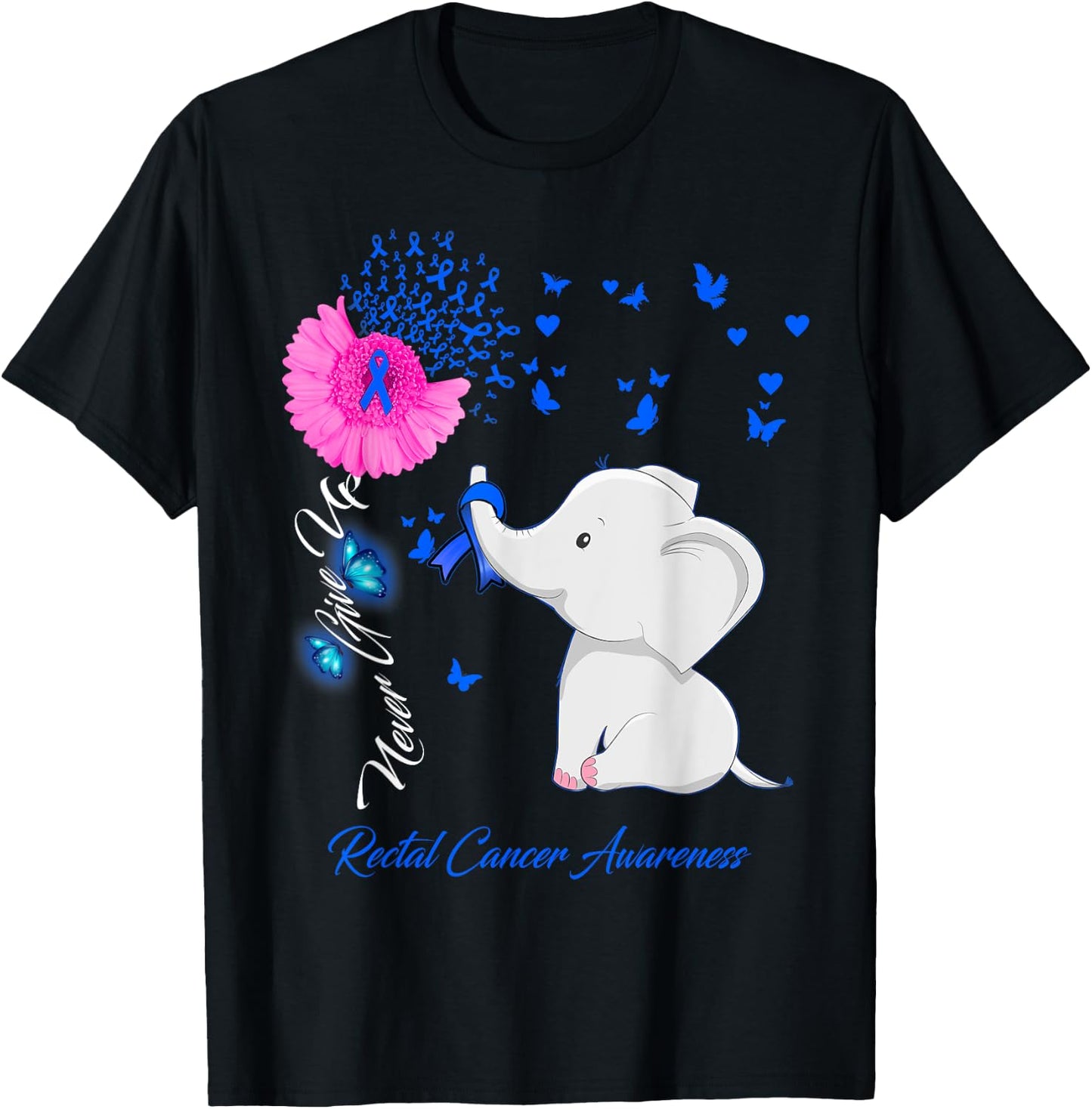 Elephant Rectal Cancer Awareness - Rectal Cancer Ribbon T-Shirt - T-Shirt | Black