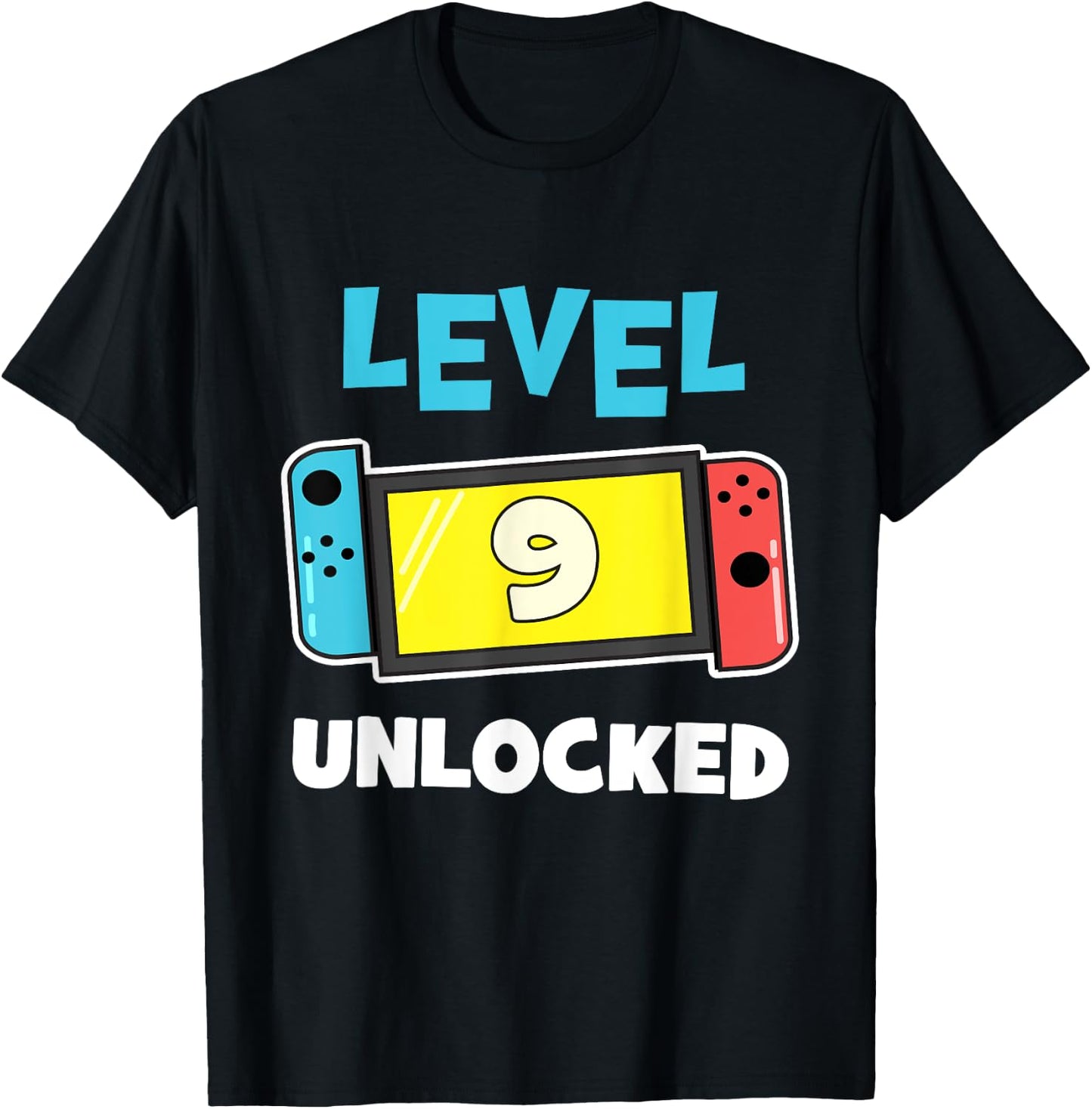 Level 9 Unlocked Gamer 9th Birthday Gift Video Game Lovers T-Shirt - T-Shirt | Black