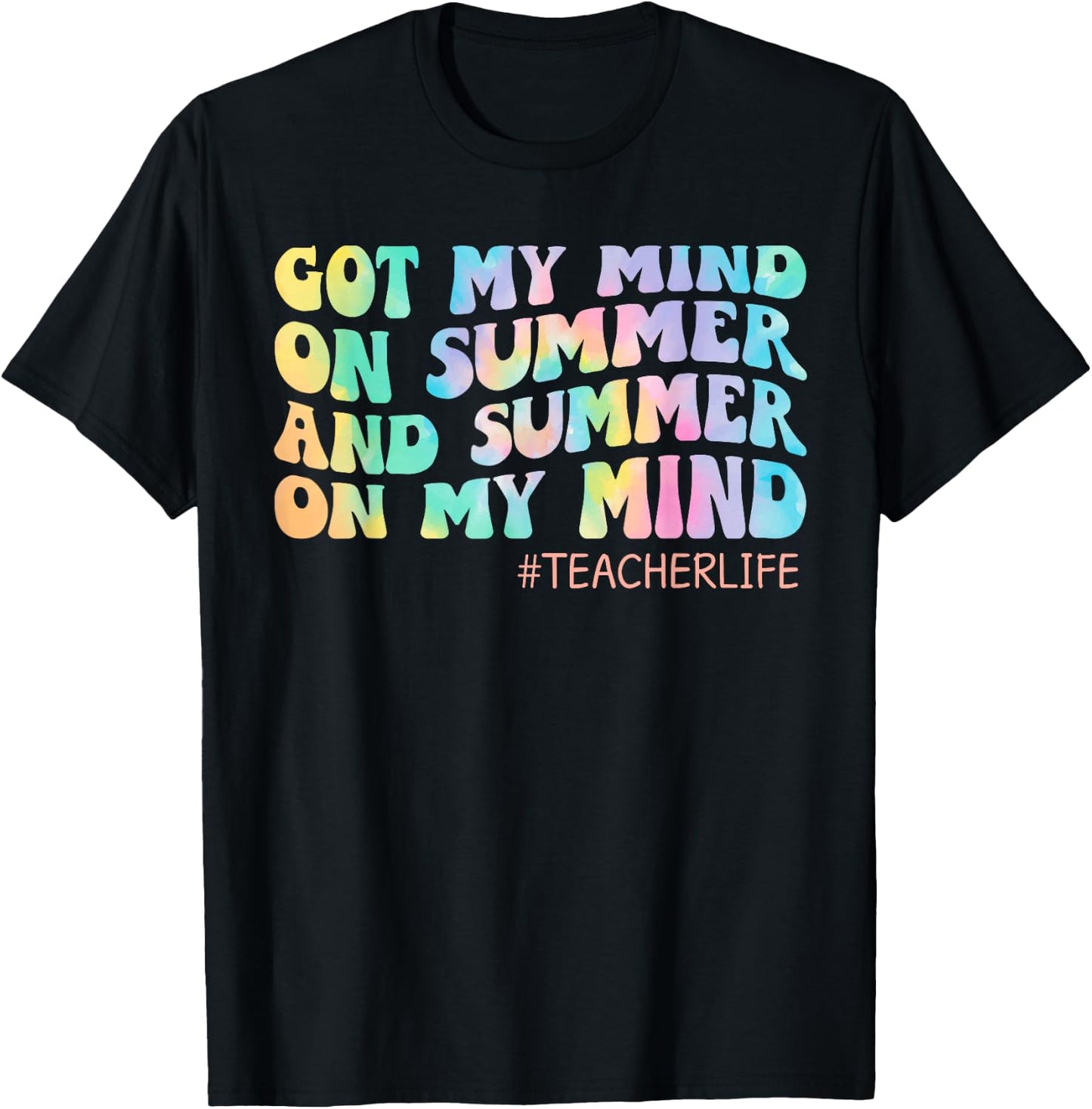 Got My Mind On Summer Teacher Life Funny Summer Teacher T-Shirt - T-Shirt | Black