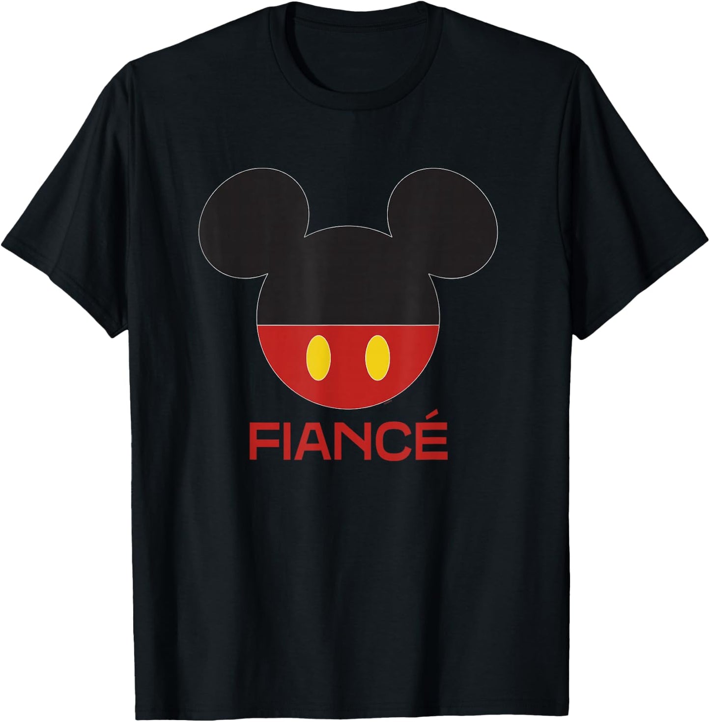 Disney Mickey Mouse Red Shorts Icon Fiancé Engagement Family T-Shirt - T-Shirt | Black