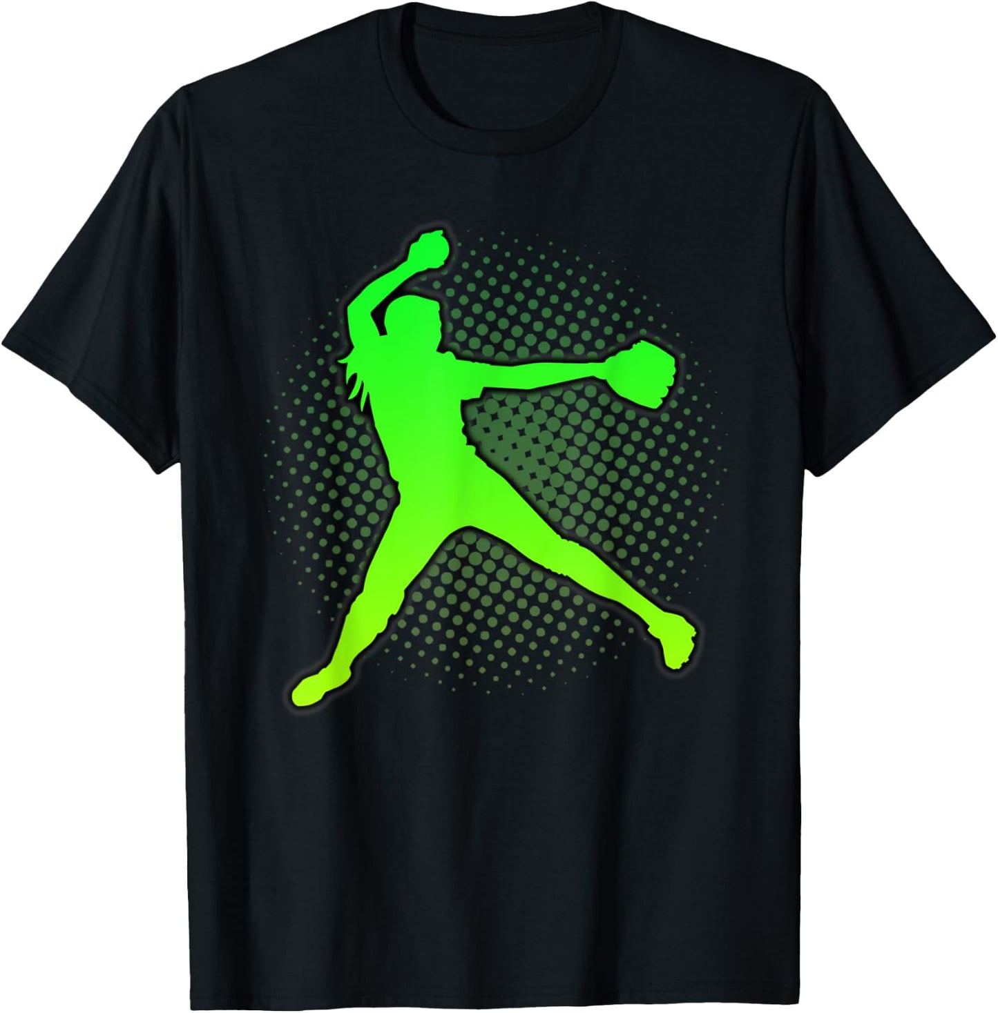 Softball Girls & Women's Gift Green Yellow Fast Pitch Teen T-Shirt - T-Shirt | Black
