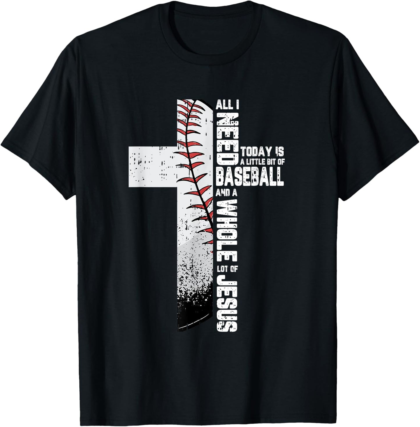 Baseball Cross Jesus Christian Quote Cool Sports Lover Gifts T-Shirt - T-Shirt | Black
