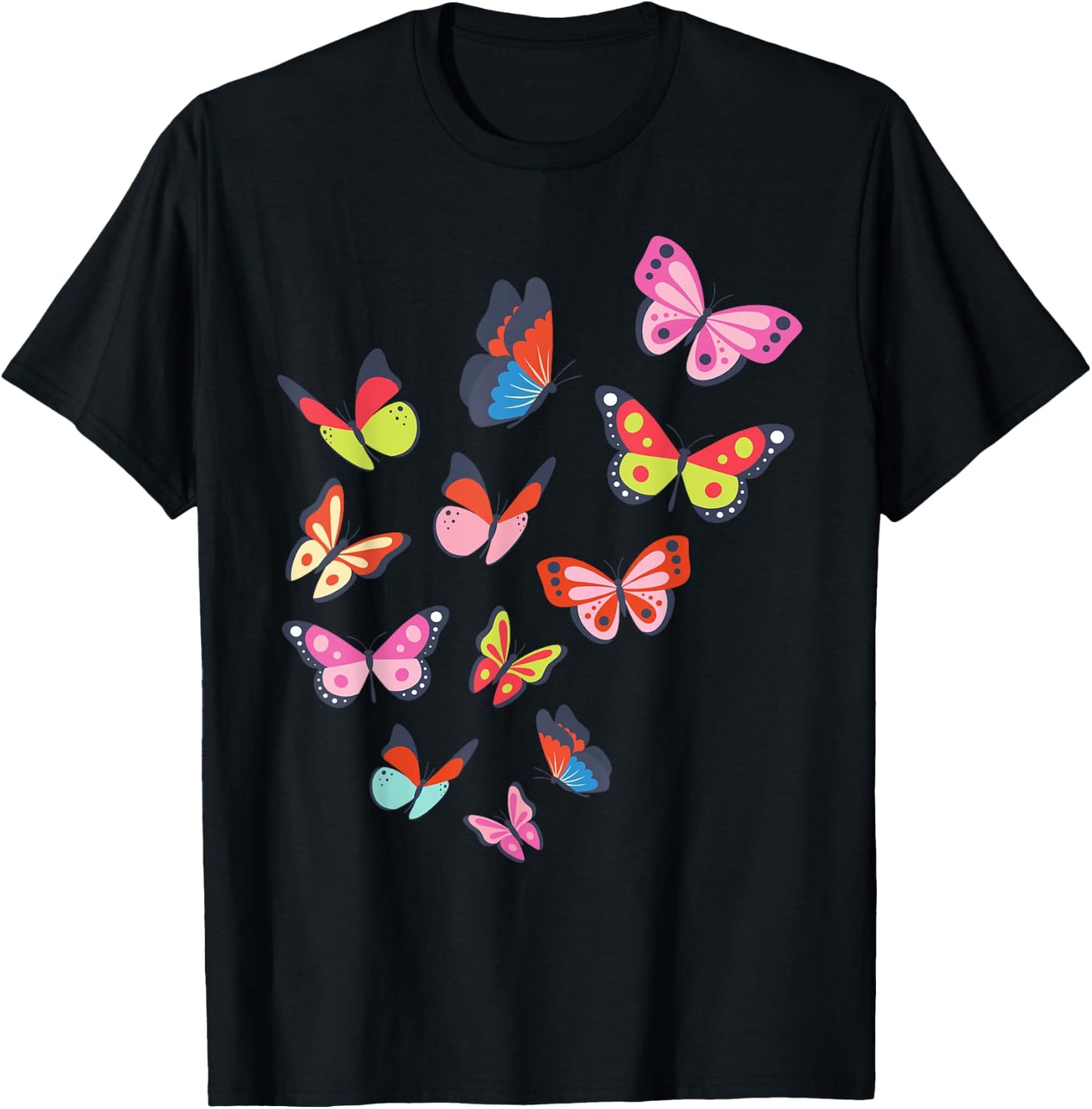 Cute Colorful Butterflies Gift Men Woman Kids T-Shirt - T-Shirt | Black