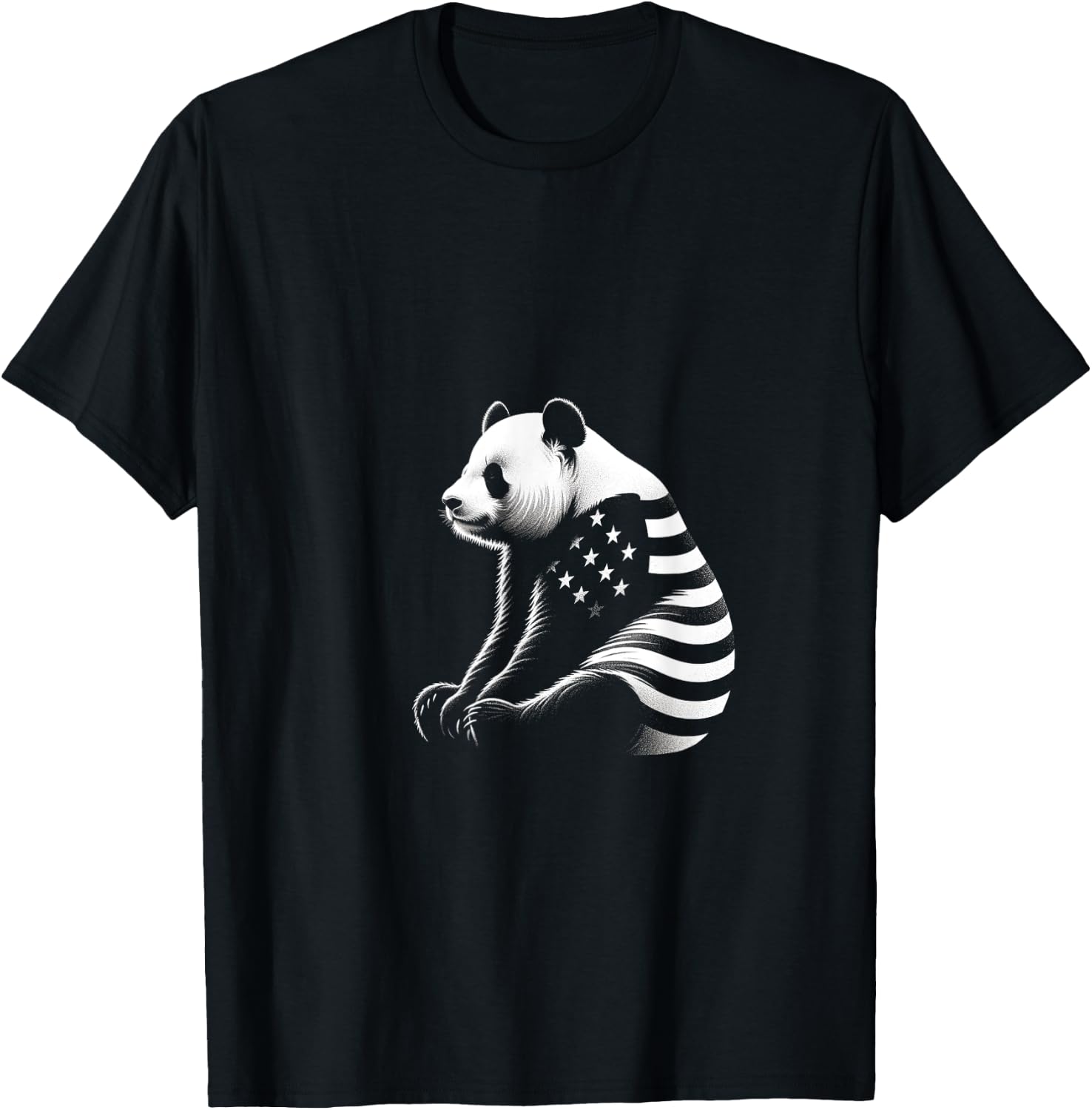 Panda American Flag USA Flag Men T-Shirt - T-Shirt | Black