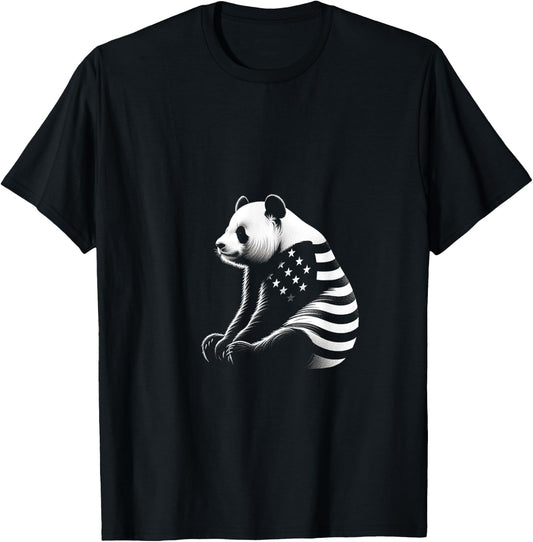 Panda American Flag USA Flag Men T-Shirt - T-Shirt | Black