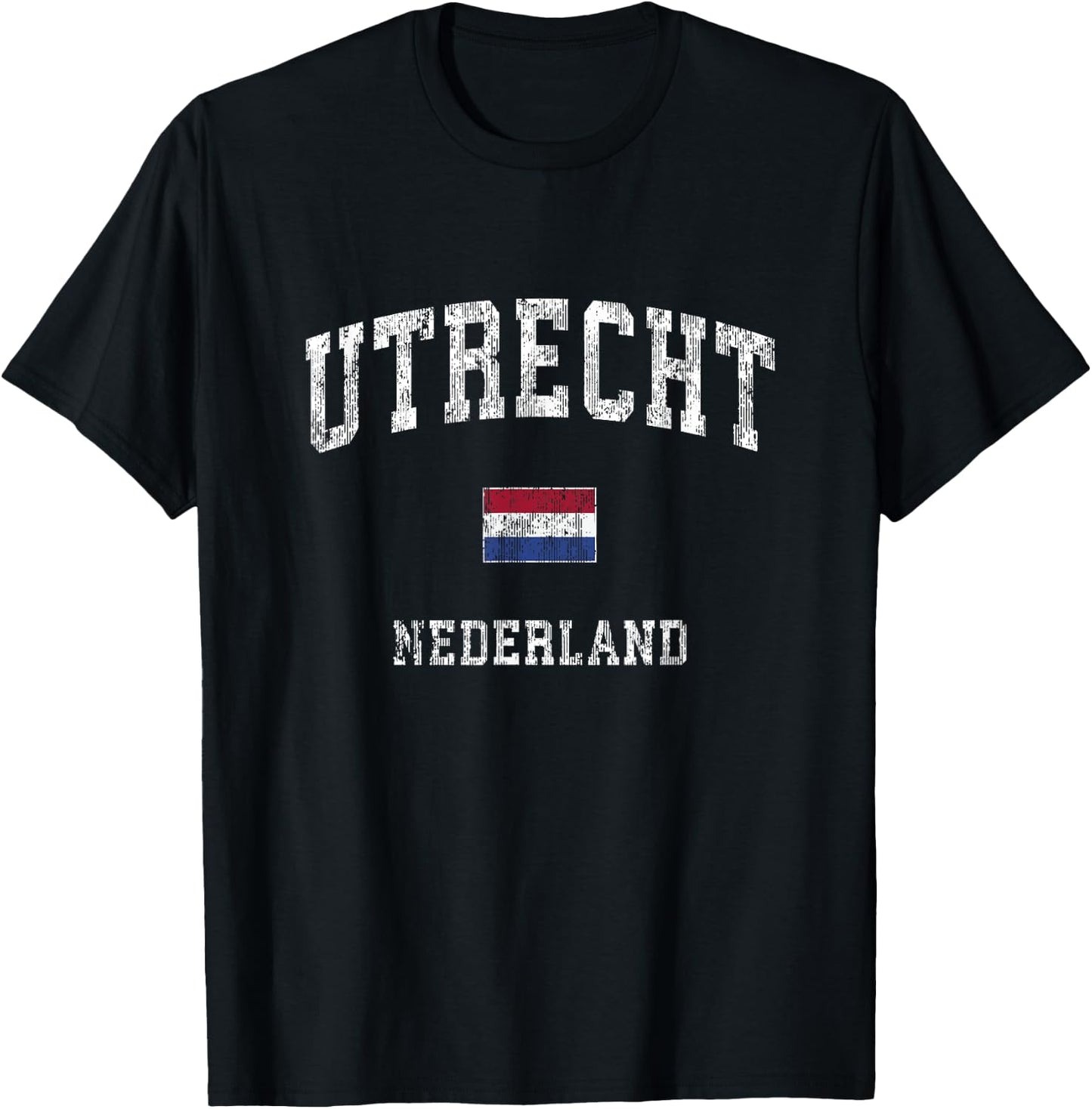 Utrecht Netherlands Netherlands Vintage Athletic Sports Design T-Shirt - T-Shirt | Black