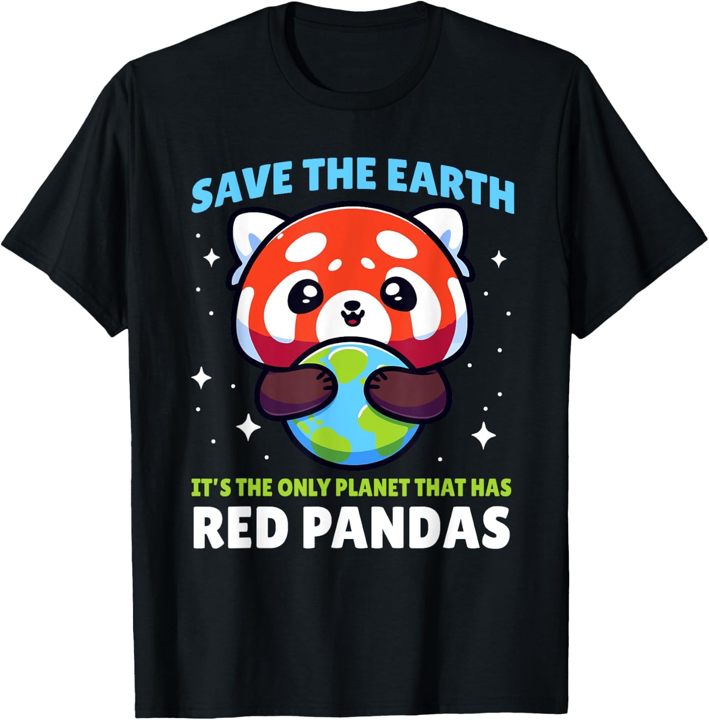 Save Earth Red Panda Design - Funny Animal Earth Day T-Shirt - T-Shirt | Black