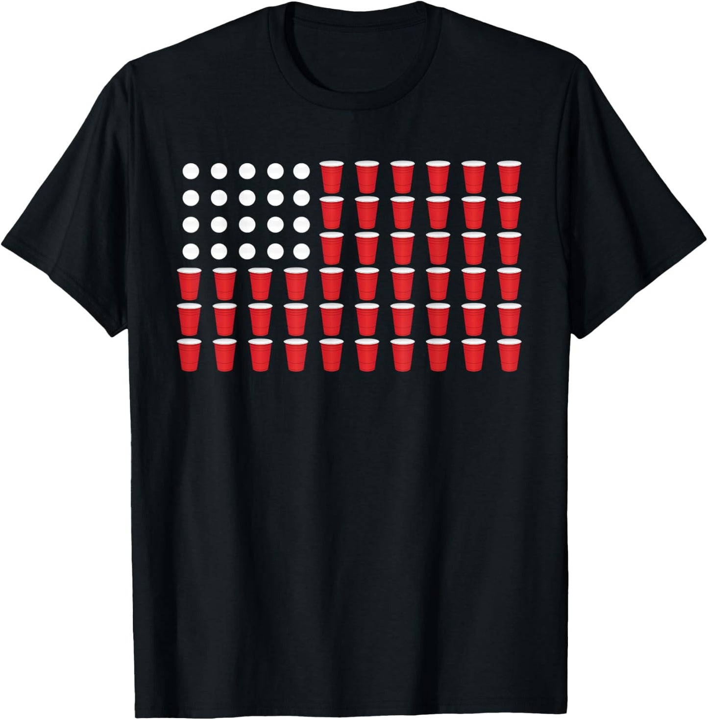 Beer Pong 4th of July American Flag USA America Drinking Men T-Shirt - T-Shirt | Black