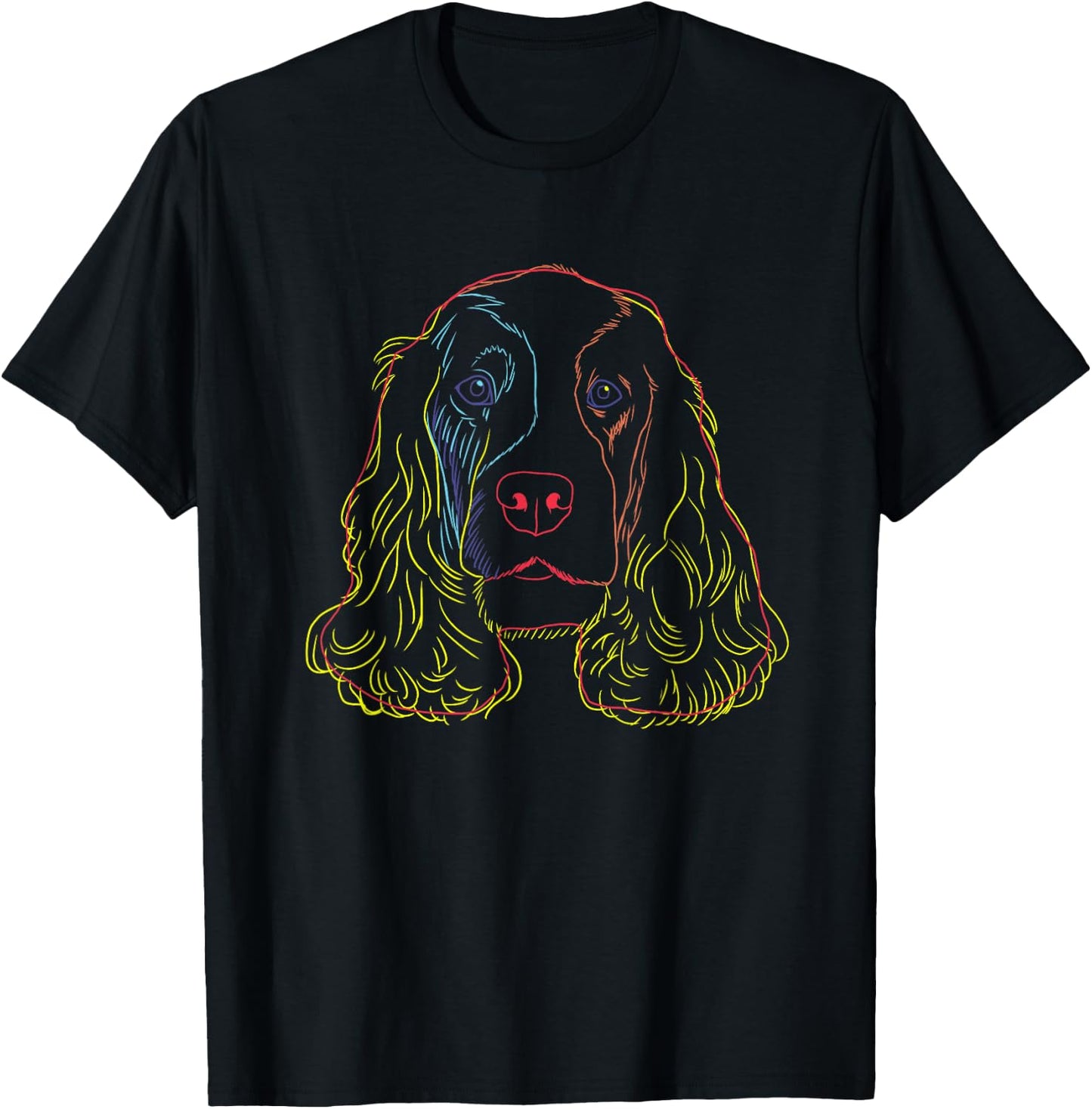Colourful Dog English Cocker Spaniel Men Women Kids T-Shirt - T-Shirt | Black