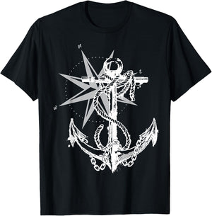 Anker compass design maritime nautical T-Shirt - T-Shirt | Black