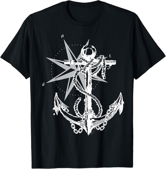 Anker compass design maritime nautical T-Shirt - T-Shirt | Black